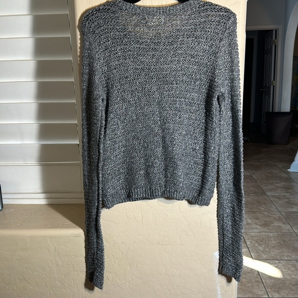 Hollister knit sweater gray with silver metallic thread and crystal gems details - Picture 5 of 9
